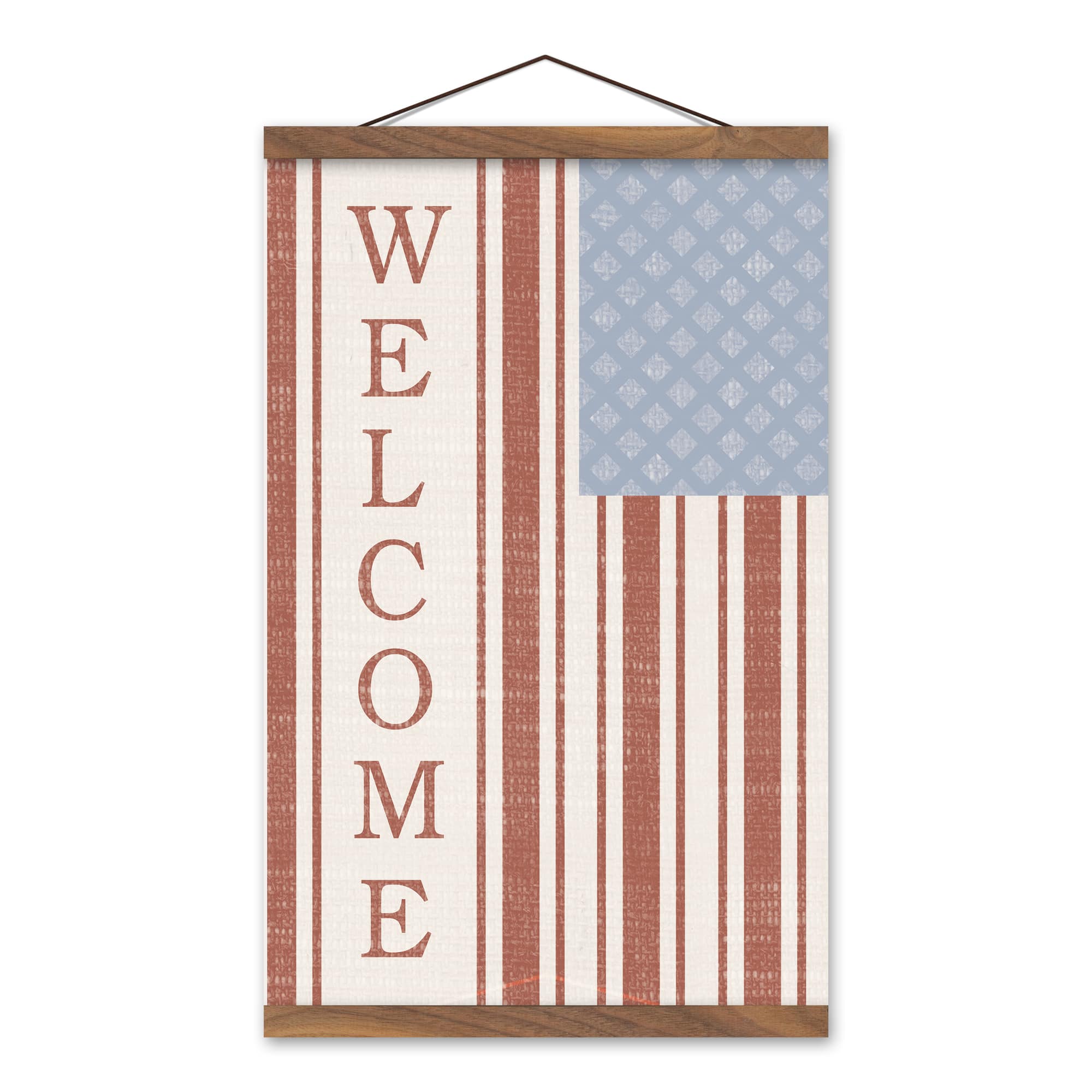 Welcome Flag Hanging Canvas with Frame
